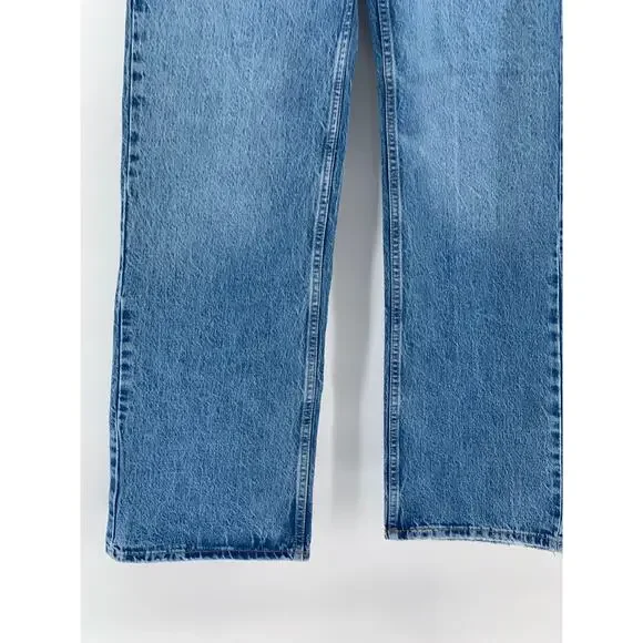 ZARA Women’s Medium Blue Denim High-Rise Straight-Leg Five Pocket Jeans SZ 4 - Picture 7 of 11